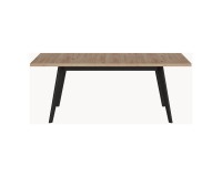Extending dining table 160-200 cm, wood decor with black legs