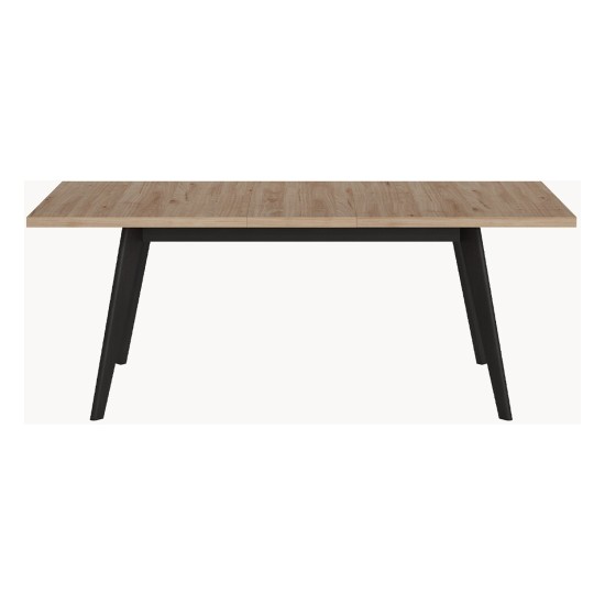 Extending dining table 160-200 cm, wood decor with black legs