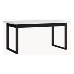 Extending dining table 160-240 cm, white top with metal legs