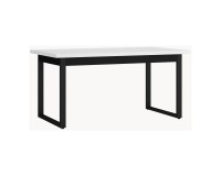 Extending dining table 160-240 cm, white top with metal legs