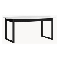 Extending dining table 160-240 cm, white top with metal legs
