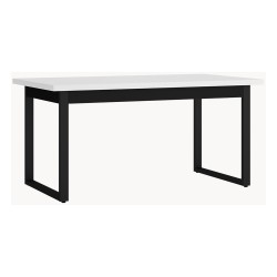 Extending dining table 160-240 cm, white top with metal legs