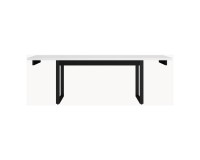 Extending dining table 160-240 cm, white top with metal legs
