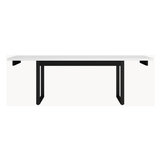 Extending dining table 160-240 cm, white top with metal legs