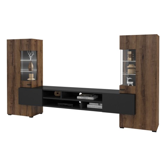 קיר סלון COBY Helvetia 270, אלון מנזר עם שחור