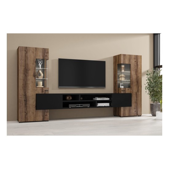 קיר סלון COBY Helvetia 270, אלון מנזר עם שחור