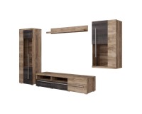 Wall unit ROGER, satin nussbaum, option 1