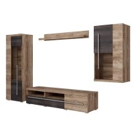Wall unit ROGER, satin nussbaum, option 1