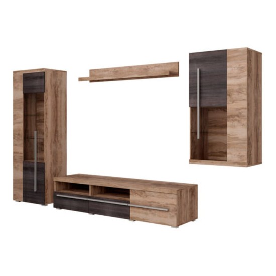 Wall unit ROGER, satin nussbaum, option 1