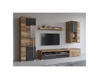 Wall unit ROGER, satin nussbaum, option 1