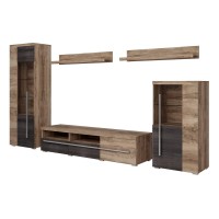 Wall unit ROGER, satin nussbaum, option 2