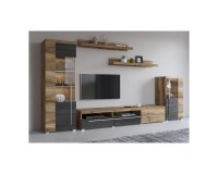 Wall unit ROGER, satin nussbaum, option 2