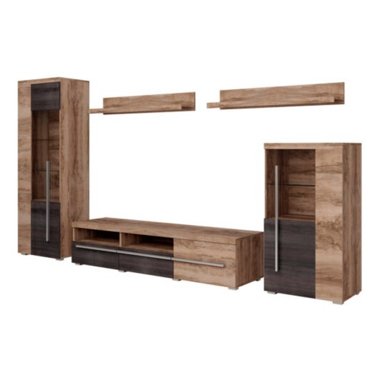 Wall unit ROGER, satin nussbaum, option 2