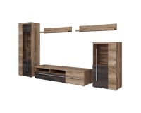Wall unit ROGER, satin nussbaum, option 2