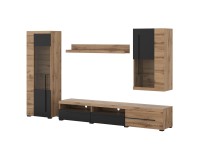 Wall unit ROGER, wotan oak with black, option 1