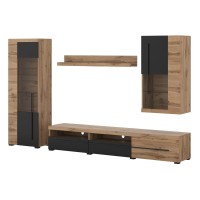 Wall unit ROGER, wotan oak with black, option 1