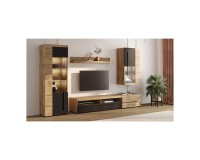 Wall unit ROGER, wotan oak with black, option 1
