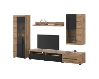 Wall unit ROGER, wotan oak with black, option 1