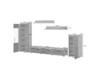 Wall unit ROGER, wotan oak with black, option 2