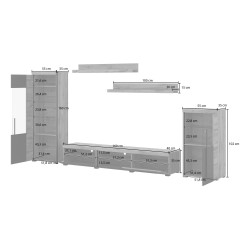 Wall unit ROGER, wotan oak with black, option 2