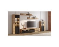Wall unit ROGER, wotan oak with black, option 2