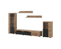 Wall unit ROGER, wotan oak with black, option 2