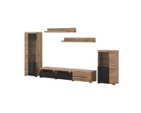 Wall unit ROGER, wotan oak with black, option 2