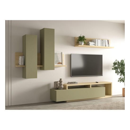 Wall unit BOTA, Lindberg oak with eucalyptus