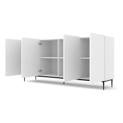 Chest of drawers DIUNA 193 cm, 4 doors, white mat, black frame Chest of drawers DIUNA 193 cm, 4 doors, white mat, black frame