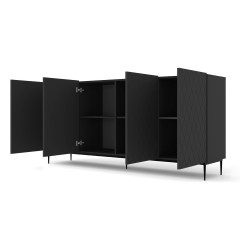 Chest of drawers DIUNA 193 cm, 4 doors, black mat, black frame Chest of drawers DIUNA 193 cm, 4 doors, black mat, black frame
