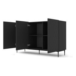 Chest of drawers DIUNA 145 cm, 3 doors, black mat, black frame Chest of drawers DIUNA 145 cm, 3 doors, black mat, black frame