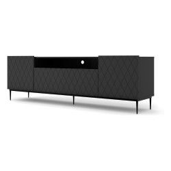 TV unit DIUNA 193 cm, 2 doors and 1 flap, black mat, black frame