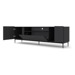 TV unit DIUNA 193 cm, 2 doors and 1 flap, black mat, black frame TV unit DIUNA 193 cm, 2 doors and 1 flap, black mat, black frame