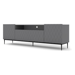 TV unit DIUNA 193 cm, 2 doors and 1 flap, graphite, black frame