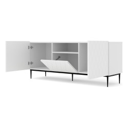 TV unit DIUNA 145 cm, 2 doors and 1 flap, white mat, black frame TV unit DIUNA 145 cm, 2 doors and 1 flap, white mat, black frame
