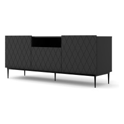 TV unit DIUNA 145 cm, 2 doors and 1 flap, black mat, black frame