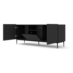 TV unit DIUNA 145 cm, 2 doors and 1 flap, black mat, black frame TV unit DIUNA 145 cm, 2 doors and 1 flap, black mat, black frame