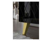 Chest of drawers DIUNA HG 145 cm, 3 doors, black mat with black front, gold legs Chest of drawers DIUNA HG 145 cm, 3 doors, black mat with black front, gold legs