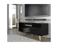 Тумба ТВ DIUNA HG 145 см, 3 двери, чёрный матовый с фасадом чёрным, золотые ножки