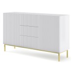 Комод RAVENNA B 150 см, 2 двери и 3 ящика, белый матовый, золотая рама