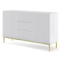 Комод RAVENNA B 150 см, 2 двери и 3 ящика, белый матовый, золотая рама