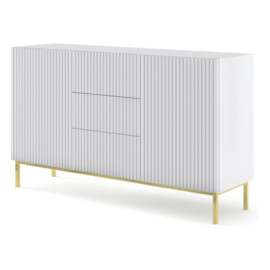 Комод RAVENNA B 150 см, 2 двери и 3 ящика, белый матовый, золотая рама Комод RAVENNA B 150 см, 2 двери и 3 ящика, белый матовый, золотая рама