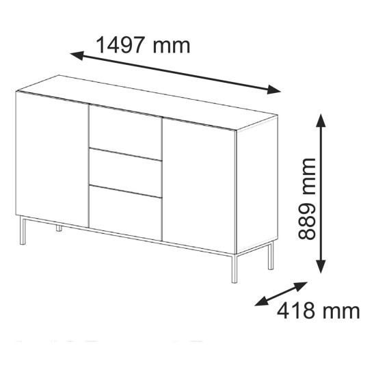 Комод RAVENNA B 150 см, 2 двери и 3 ящика, белый матовый, золотая рама Комод RAVENNA B 150 см, 2 двери и 3 ящика, белый матовый, золотая рама