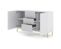 Комод RAVENNA B 150 см, 2 двери и 3 ящика, белый матовый, золотая рама