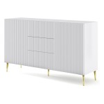 Комод RAVENNA B 150 см, 2 двери и 3 ящика, белый матовый, золотые ножки