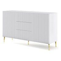 Комод RAVENNA B 150 см, 2 двери и 3 ящика, белый матовый, золотые ножки