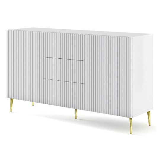 Комод RAVENNA B 150 см, 2 двери и 3 ящика, белый матовый, золотые ножки Комод RAVENNA B 150 см, 2 двери и 3 ящика, белый матовый, золотые ножки