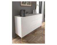 Комод RAVENNA B 150 см, 2 двери и 3 ящика, белый матовый, золотые ножки