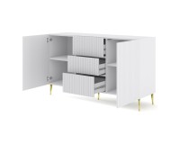 Комод RAVENNA B 150 см, 2 двери и 3 ящика, белый матовый, золотые ножки