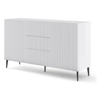 Комод RAVENNA B 150 см, 2 двери и 3 ящика, белый матовый, чёрные ножки